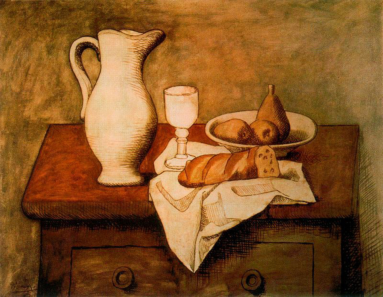 Picasso Still life with jug and bread 1921